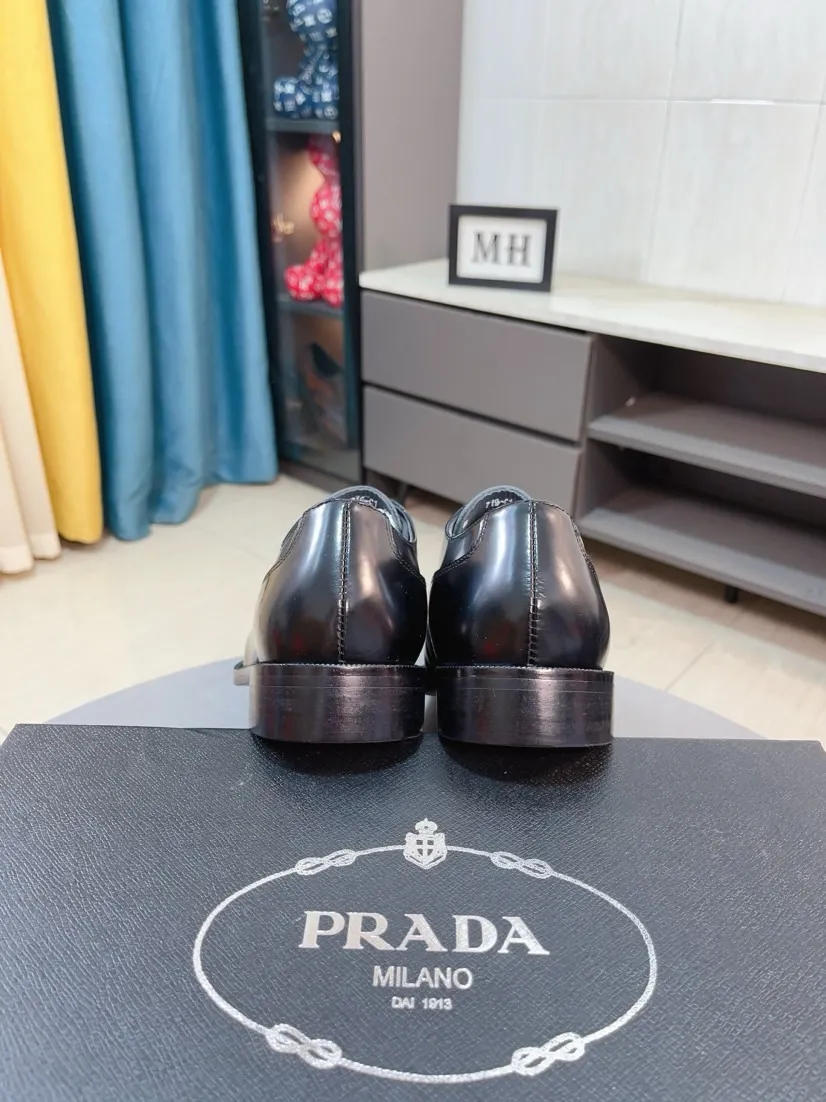 Men's shoes 💰540🌹🌹【PRADA Leather Shoes】Top purchasing agent Original imported Italian custom cowhide leather surface, fully imported water-dyed breathable cowhide lining, original factory special molded sole super comfortable, size: 38-44